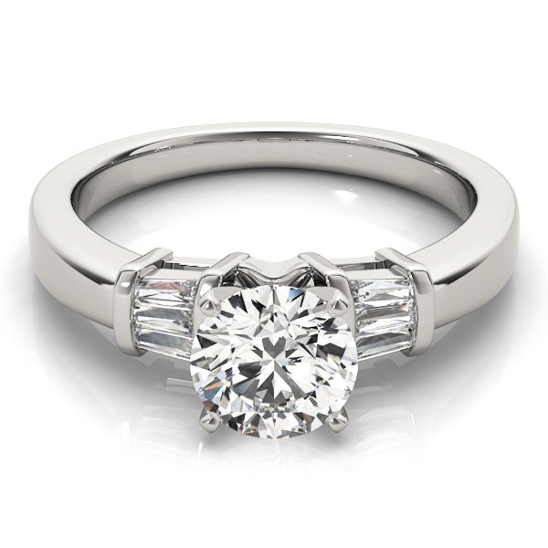 Fancy Shape Baguette Round Diamond Engagement Ring in 10K/14K gold and platinum with certified lab-grown or natural diamonds