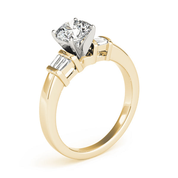 Fancy Shape Baguette Round Diamond Engagement Ring in 10K/14K gold and platinum with certified lab-grown or natural diamonds
