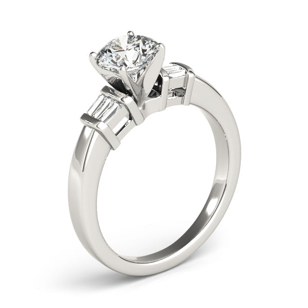 Fancy Shape Baguette Round Diamond Engagement Ring in 10K/14K gold and platinum with certified lab-grown or natural diamonds