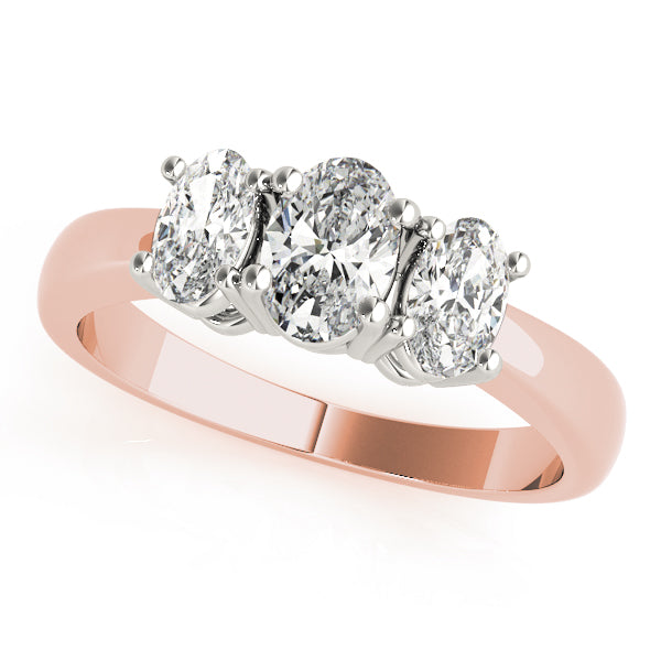 Oval Trilogy Diamond Ring in Gold & in 10K/14K gold and platinum with certified lab-grown or natural diamonds