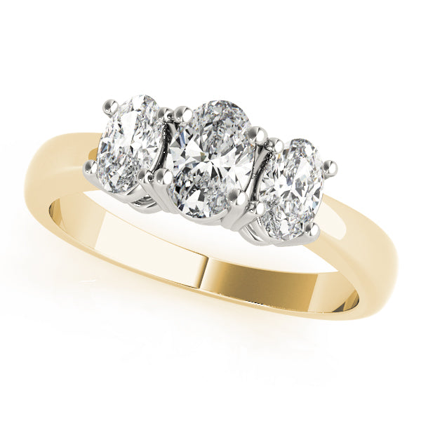 Oval Trilogy Diamond Ring in Gold & in 10K/14K gold and platinum with certified lab-grown or natural diamonds
