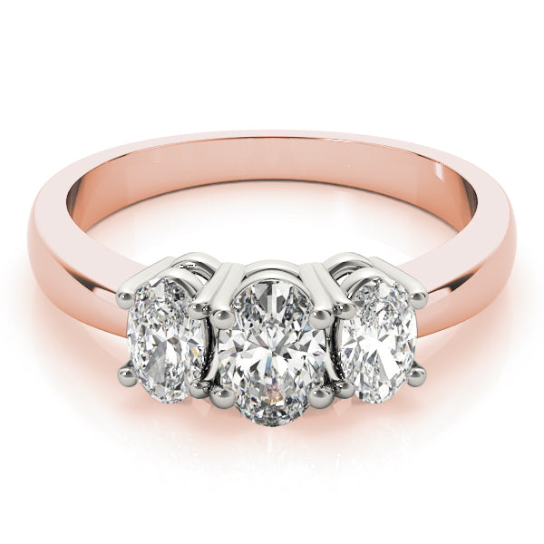 Oval Trilogy Diamond Ring in Gold & in 10K/14K gold and platinum with certified lab-grown or natural diamonds