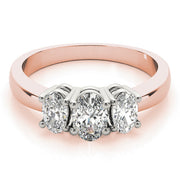 Oval Trilogy Diamond Ring in Gold & in 10K/14K gold and platinum with certified lab-grown or natural diamonds