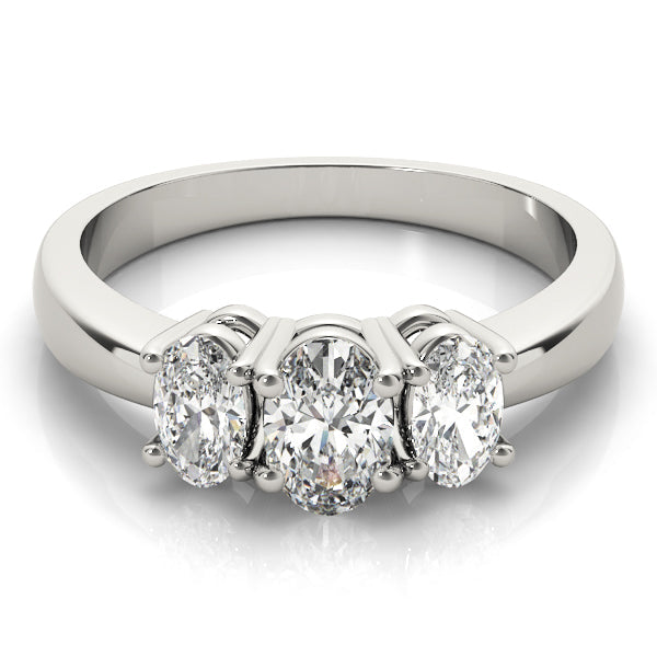 Oval Trilogy Diamond Ring in Gold & in 10K/14K gold and platinum with certified lab-grown or natural diamonds