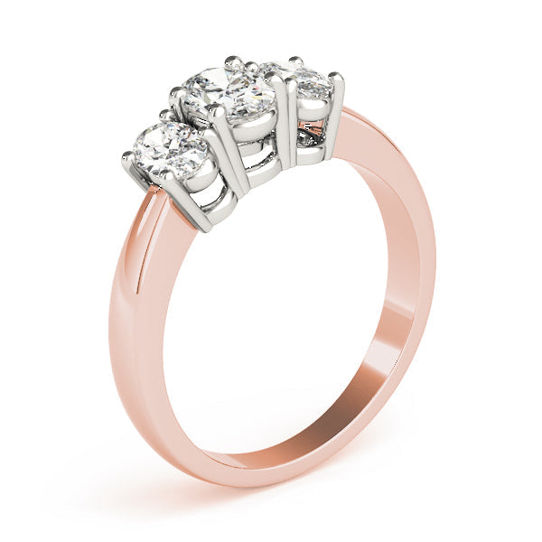 Oval Trilogy Diamond Ring in Gold & in 10K/14K gold and platinum with certified lab-grown or natural diamonds