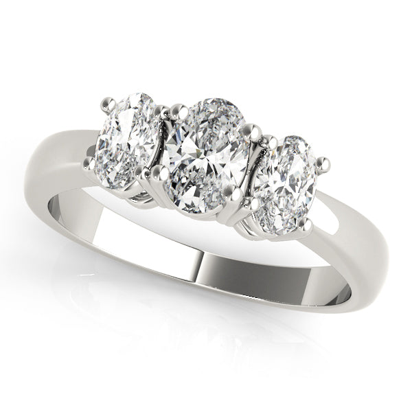 Oval Trilogy Diamond Ring in Gold & in 10K/14K gold and platinum with certified lab-grown or natural diamonds