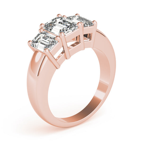 Radiant Three-Stone Emerald Diamond Engagement Ring in 10K/14K gold and platinum with certified lab-grown or natural diamonds