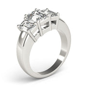 Radiant Three-Stone Emerald Diamond Engagement Ring in 10K/14K gold and platinum with certified lab-grown or natural diamonds