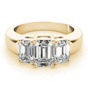 Radiant Three-Stone Emerald Diamond Engagement Ring in 10K/14K gold and platinum with certified lab-grown or natural diamonds