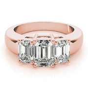 Radiant Three-Stone Emerald Diamond Engagement Ring in 10K/14K gold and platinum with certified lab-grown or natural diamonds