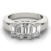 Radiant Three-Stone Emerald Diamond Engagement Ring in 10K/14K gold and platinum with certified lab-grown or natural diamonds