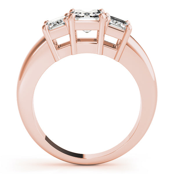 Radiant Three-Stone Emerald Diamond Engagement Ring in 10K/14K gold and platinum with certified lab-grown or natural diamonds