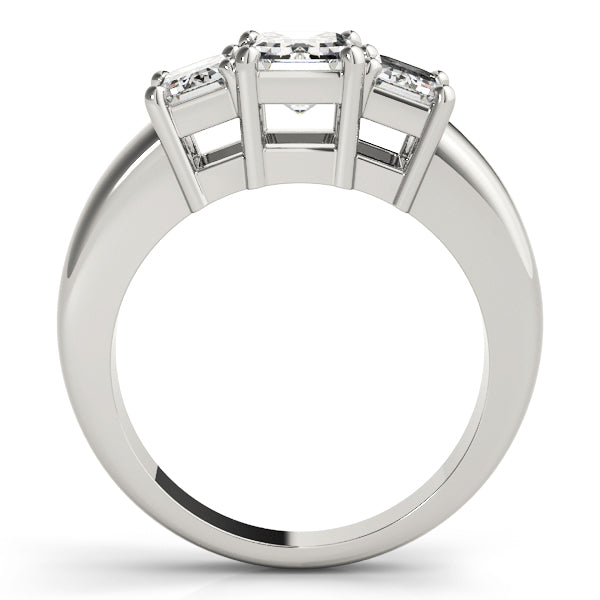 Radiant Three-Stone Emerald Diamond Engagement Ring in 10K/14K gold and platinum with certified lab-grown or natural diamonds