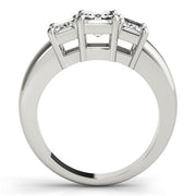 Radiant Three-Stone Emerald Diamond Engagement Ring in 10K/14K gold and platinum with certified lab-grown or natural diamonds