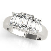 Radiant Three-Stone Emerald Diamond Engagement Ring in 10K/14K gold and platinum with certified lab-grown or natural diamonds