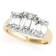 Emerald Cut Three Stone Diamond Ring in 10K/14K gold and platinum with certified lab-grown or natural diamonds