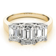Emerald Cut Three Stone Diamond Ring in 10K/14K gold and platinum with certified lab-grown or natural diamonds