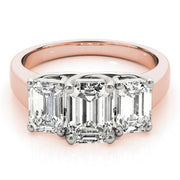 Emerald Cut Three Stone Diamond Ring in 10K/14K gold and platinum with certified lab-grown or natural diamonds