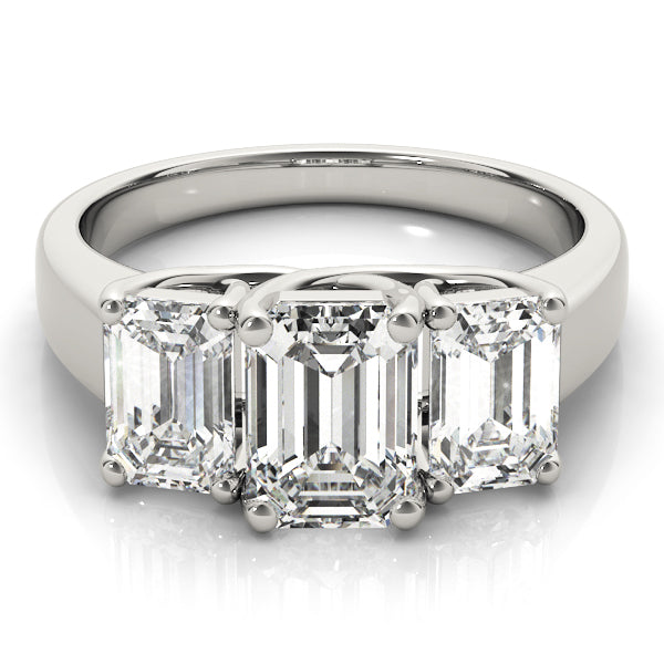 Emerald Cut Three Stone Diamond Ring in 10K/14K gold and platinum with certified lab-grown or natural diamonds