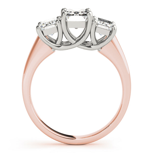 Emerald Cut Three Stone Diamond Ring in 10K/14K gold and platinum with certified lab-grown or natural diamonds