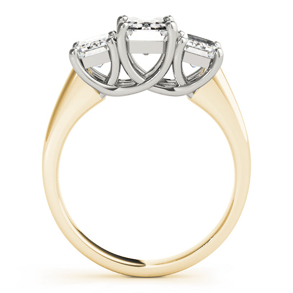 Emerald Cut Three Stone Diamond Ring in 10K/14K gold and platinum with certified lab-grown or natural diamonds