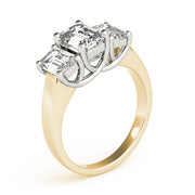 Emerald Cut Three Stone Diamond Ring in 10K/14K gold and platinum with certified lab-grown or natural diamonds