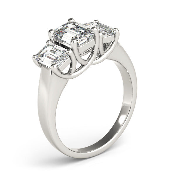 Emerald Cut Three Stone Diamond Ring in 10K/14K gold and platinum with certified lab-grown or natural diamonds