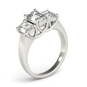 Emerald Cut Three Stone Diamond Ring in 10K/14K gold and platinum with certified lab-grown or natural diamonds
