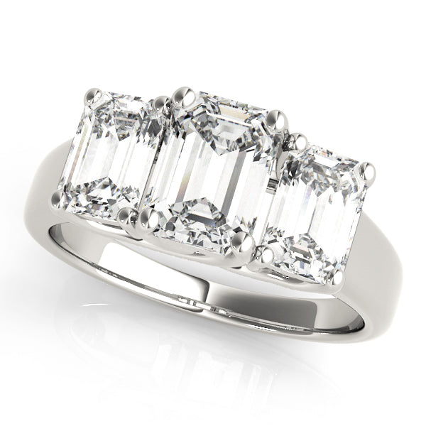 Emerald Cut Three Stone Diamond Ring in 10K/14K gold and platinum with certified lab-grown or natural diamonds