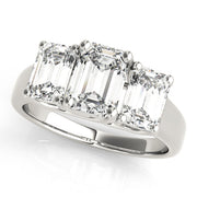 Emerald Cut Three Stone Diamond Ring in 10K/14K gold and platinum with certified lab-grown or natural diamonds