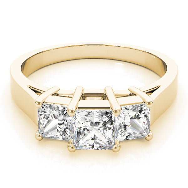 Statement Three-Stone Princess Diamond Engagement Ring in 10K/14K gold and platinum with certified lab-grown or natural diamonds