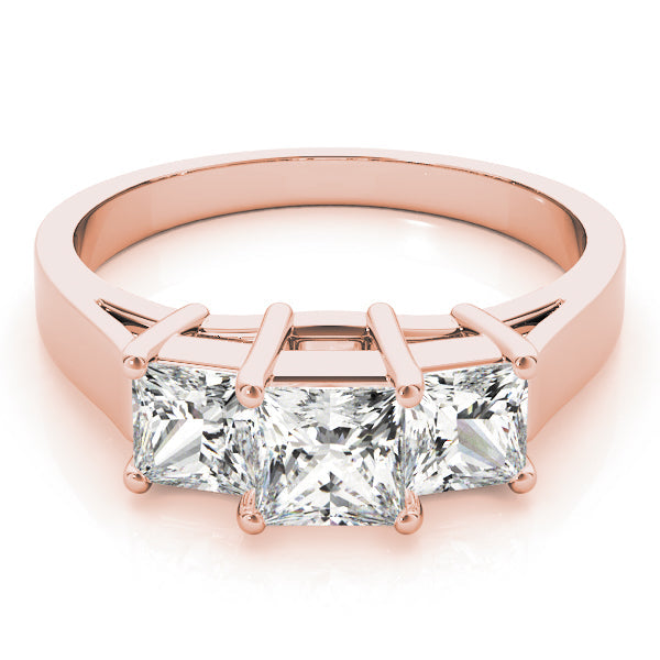 Statement Three-Stone Princess Diamond Engagement Ring in 10K/14K gold and platinum with certified lab-grown or natural diamonds