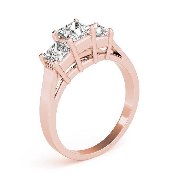 Statement Three-Stone Princess Diamond Engagement Ring in 10K/14K gold and platinum with certified lab-grown or natural diamonds