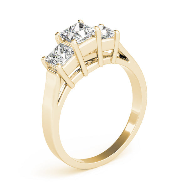 Statement Three-Stone Princess Diamond Engagement Ring in 10K/14K gold and platinum with certified lab-grown or natural diamonds