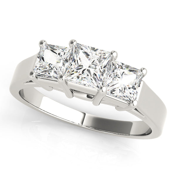 Statement Three-Stone Princess Diamond Engagement Ring in 10K/14K gold and platinum with certified lab-grown or natural diamonds