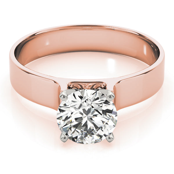 Lustrous Solitaires Round Diamond Engagement Ring in 10K/14K gold and platinum with certified lab-grown or natural diamonds