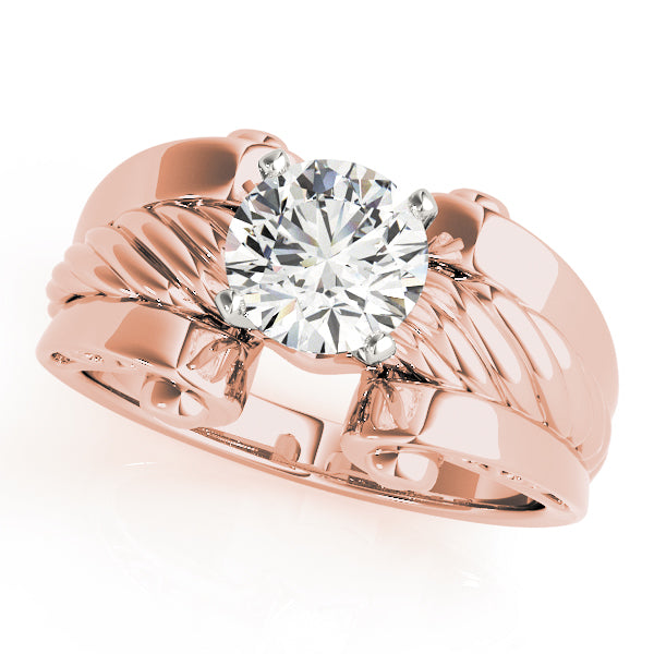 Dazzling Solitaires Any Shape Round Diamond Engagement Ring in 10K/14K gold and platinum with certified lab-grown or natural diamonds