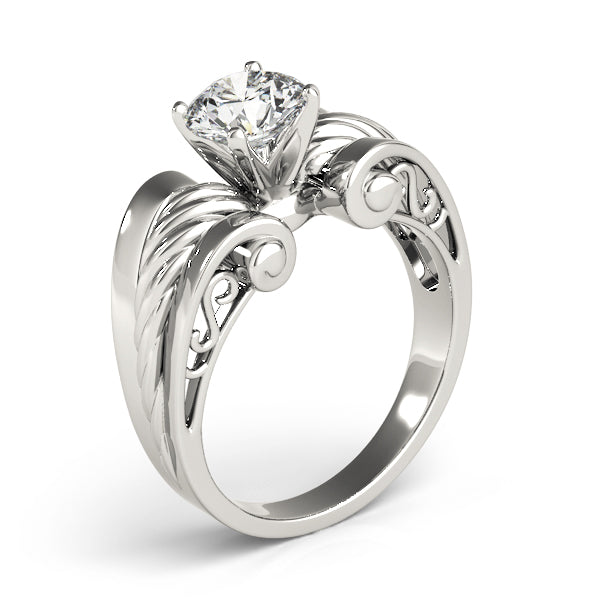 Dazzling Solitaires Any Shape Round Diamond Engagement Ring in 10K/14K gold and platinum with certified lab-grown or natural diamonds