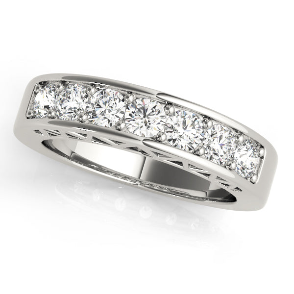 Filagree Sides Half Eternity Ring in Gold & Platinum