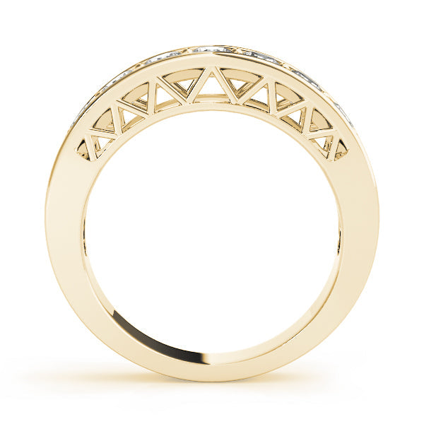 Filagree Sides Half Eternity Ring in Gold & Platinum