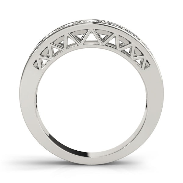 Filagree Sides Half Eternity Ring in Gold & Platinum