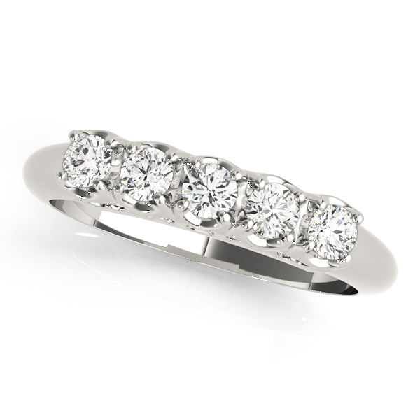 Prong Set Half Eternity Ring in Gold & Platinum
