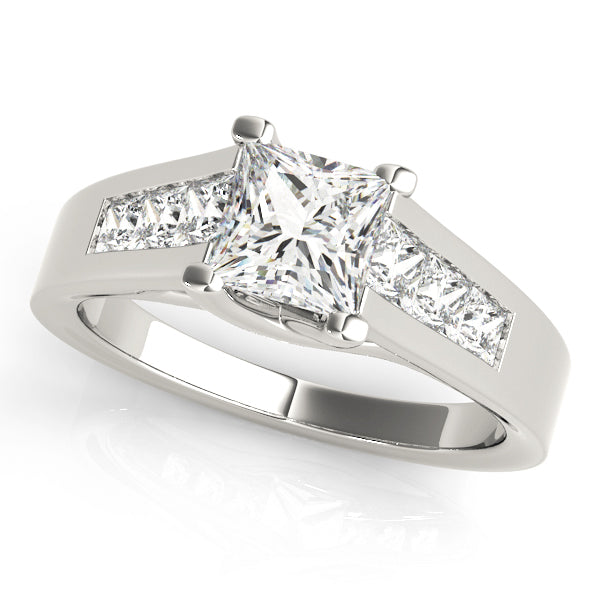 Elegant Trellis Princess Diamond Engagement Ring in 10K/14K gold and platinum with certified lab-grown or natural diamonds