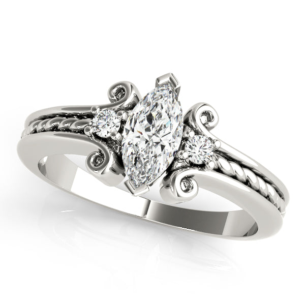 Heirloom Color Rings Marquise Diamond Engagement Ring in 10K/14K gold and platinum with certified lab-grown or natural diamonds