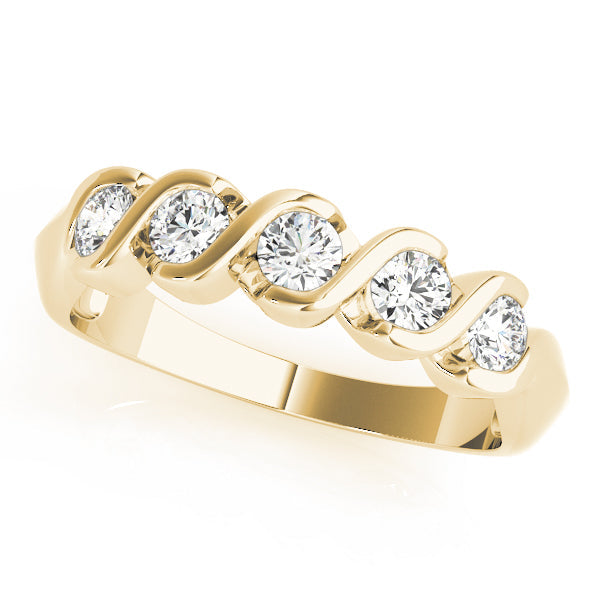 S Bands Half Eternity Ring in 10K/14K gold and platinum with certified lab-grown or natural diamonds