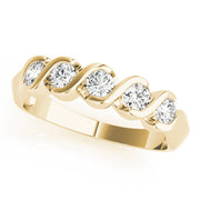 S Bands Half Eternity Ring in 10K/14K gold and platinum with certified lab-grown or natural diamonds