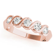 S Bands Half Eternity Ring in Gold & Platinum