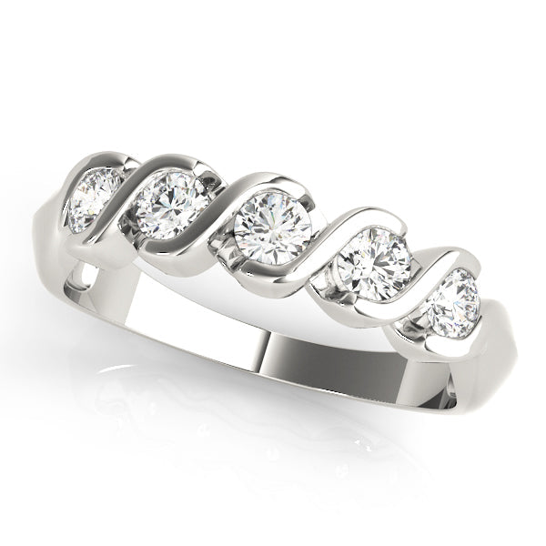 S Bands Half Eternity Ring in Gold & Platinum