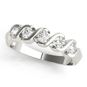 S Bands Half Eternity Ring in Gold & Platinum