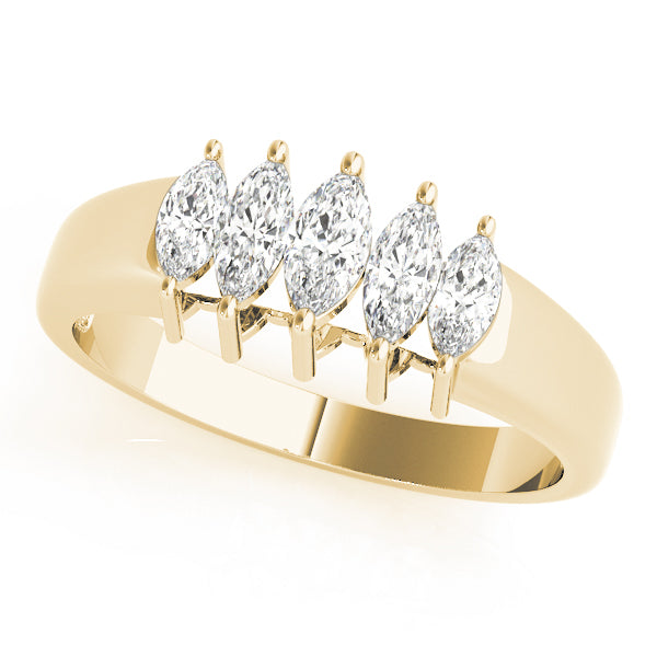 Fancy Marquise Half Eternity Ring in 10K/14K gold and platinum with certified lab-grown or natural diamonds